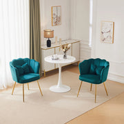 Fauteuils di sala moderni in velluto - Xylo - Schienale a petalo, piedi dorati, cuscini farfalla