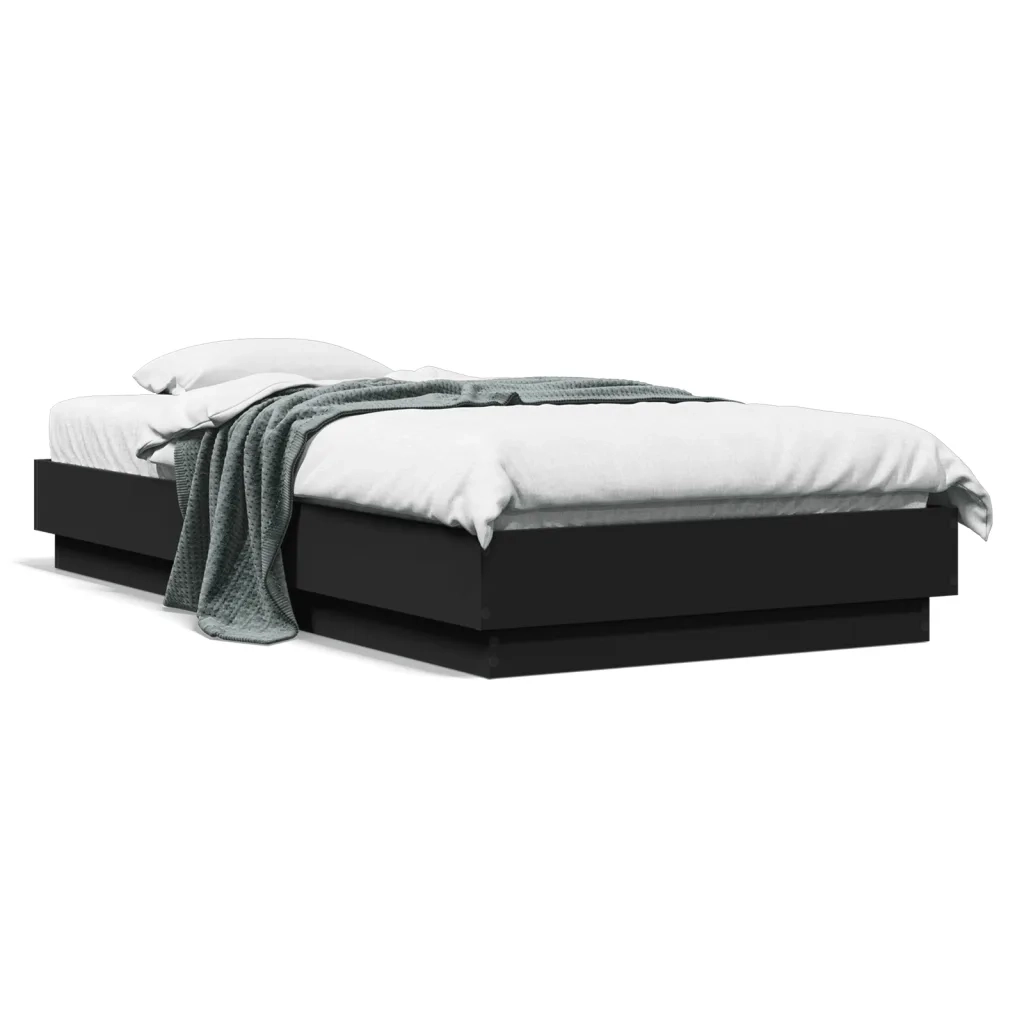 Giroletto con LED-Struttura Letto Nero 75x190 cm