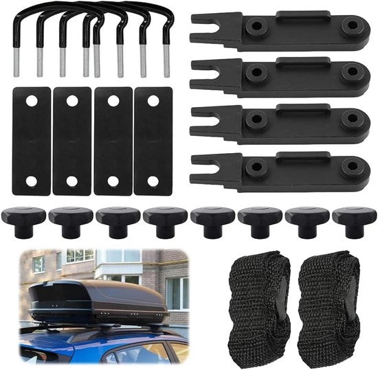 Montaggio completo per doppia porta con U-bouti, clip, fascette, nastri, adesivi rotondi e accessori di fissaggio.