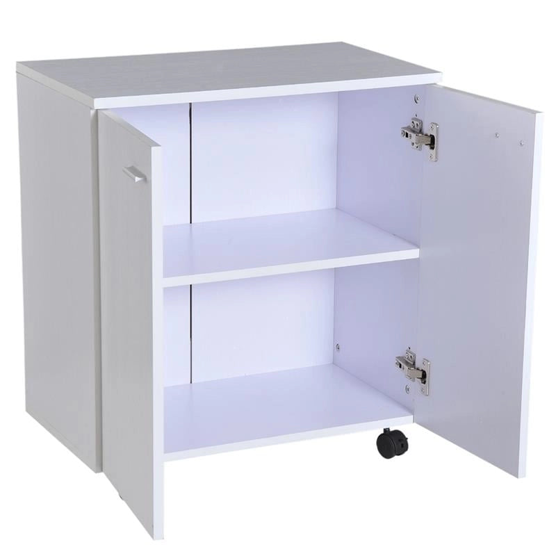 MOBILE PORTA TV IN LEGNO CON RUOTE E 2 ANTE 60 X 35 X 65 CM BIANCO VIOLACEO