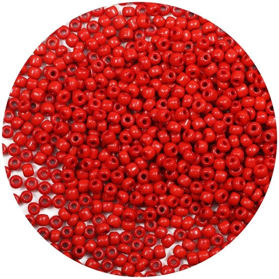 Kralen in vetro 4 mm rosse a 6/0 per bracciali, per la creazione di accessori da fai da te (rosso)
