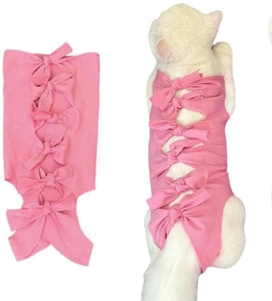 Kittens postoperatorio abbigliamento per prevenire la secchezza della bocca, con strisce di farfalla rosa, giustapposto per proteggere i gattini con ferite addominali o malattie cutanee, taglia M adatto per