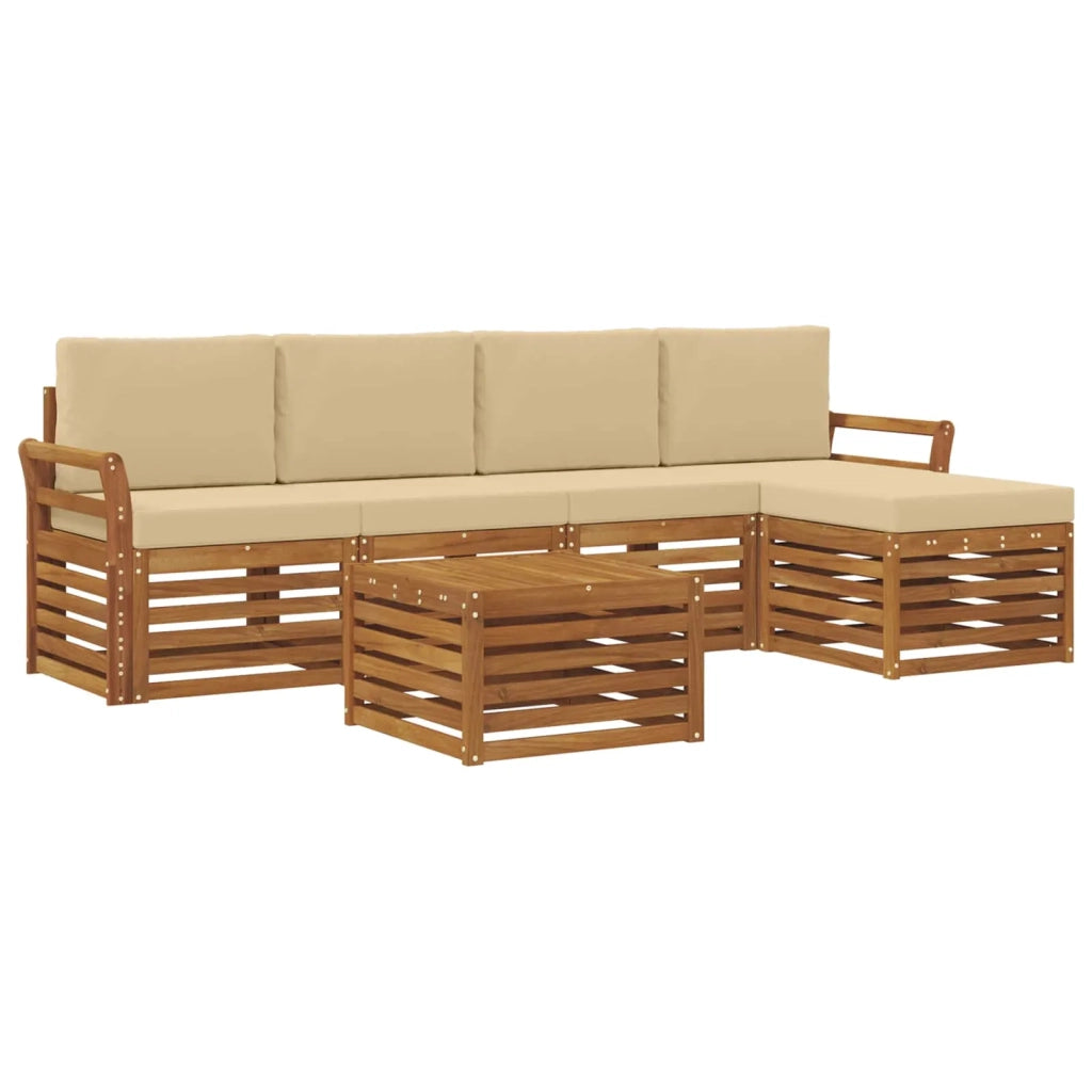 Set di divani da esterno con cuscino 6 pcs Naturale e Beige