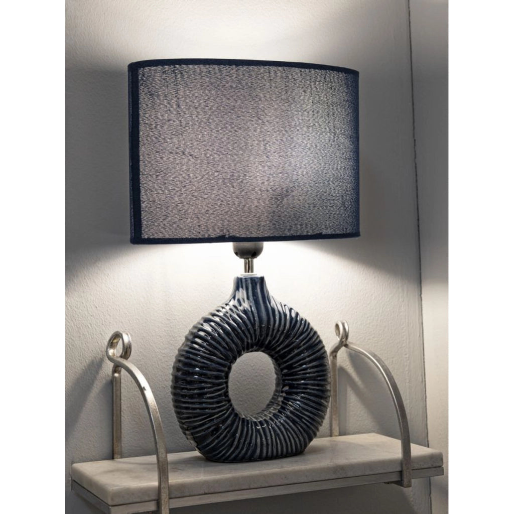 Lampada da Tavolo VKH92, Blu, Ceramica, 28,5x15x43 cm