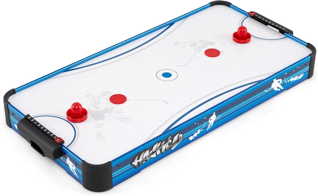 Tavolo da Air Hockey, con 12V Motore Elettrico Potente, 2 Dischi e 2 Spintori, Air Hockey da Tavolo per Sala Giochi Casa Ufficio, 108x50,5x10 cm