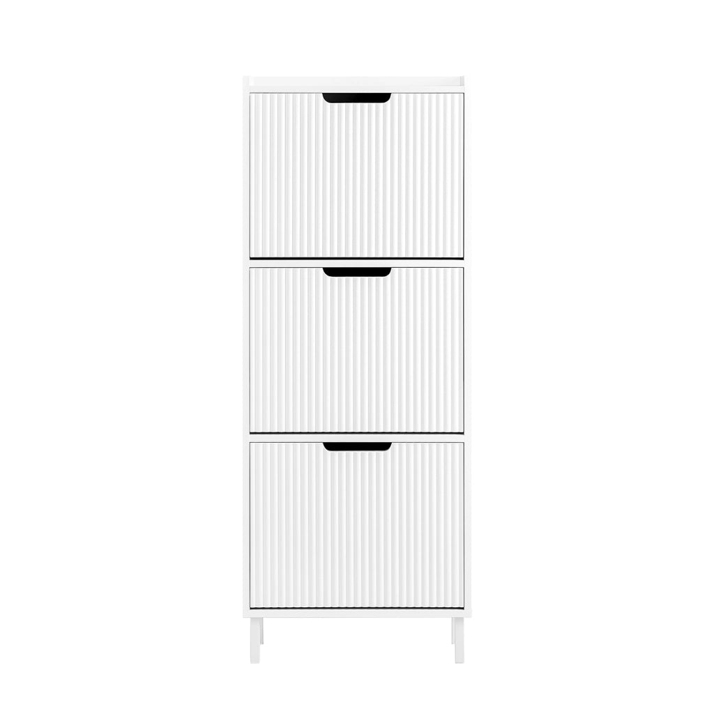 SoBuy Mobiletto portascarpe con 3 ribalte Mobile ingresso salvaspazio Regolabili Bianco 50x19x130cm FSR177-H-W