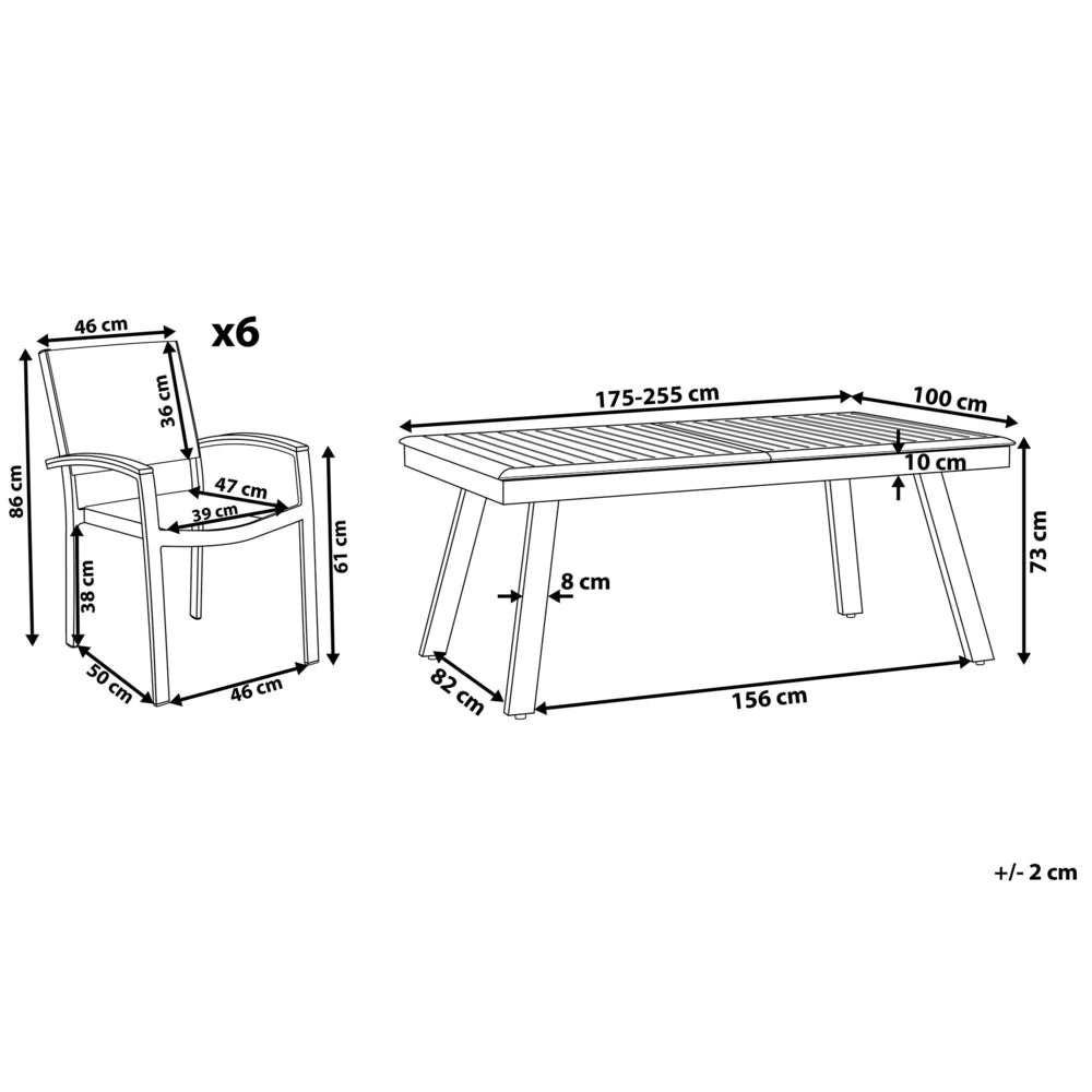 Set da pranzo da 7 pezzi bianco con tavolo grigio 6 sedie da giardino patio terrazza