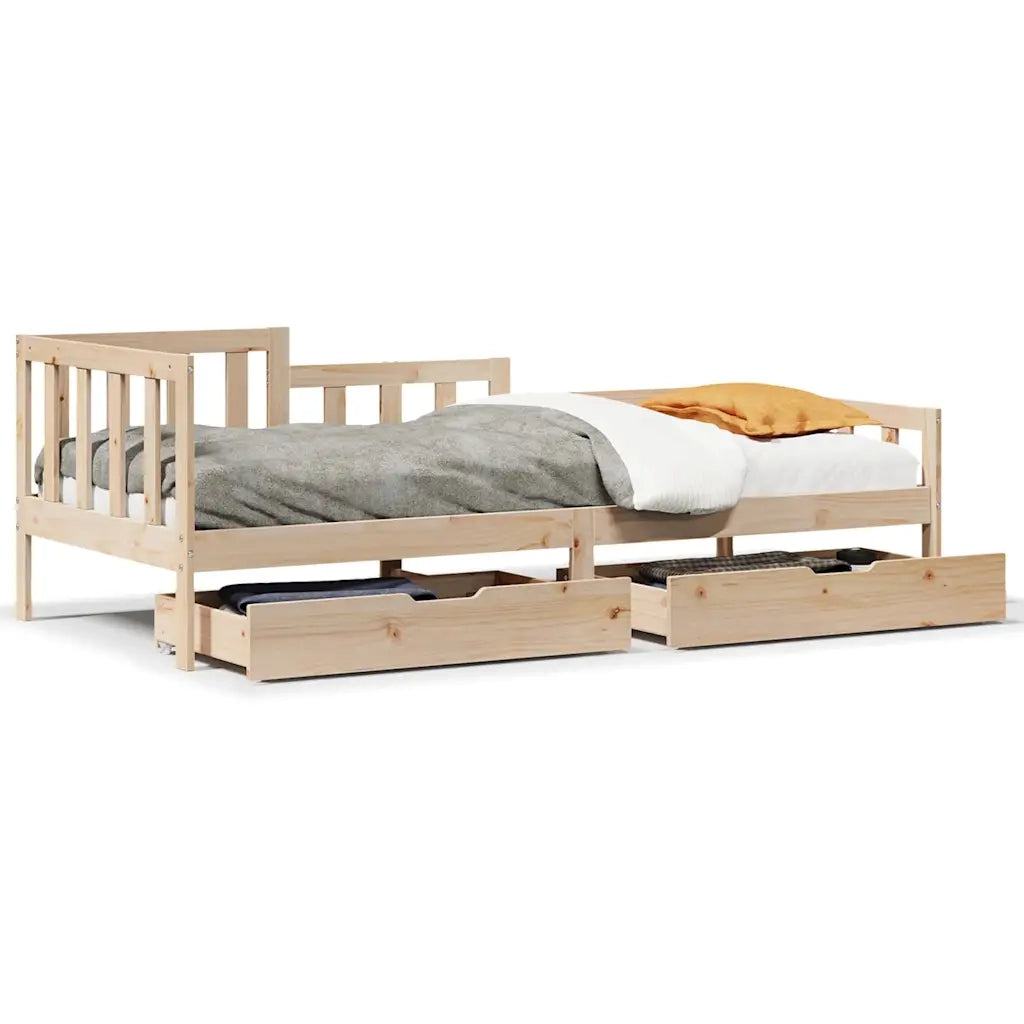 Dormeuse con Cassetti 80x200 cm in Legno Massello di Pino 3302098