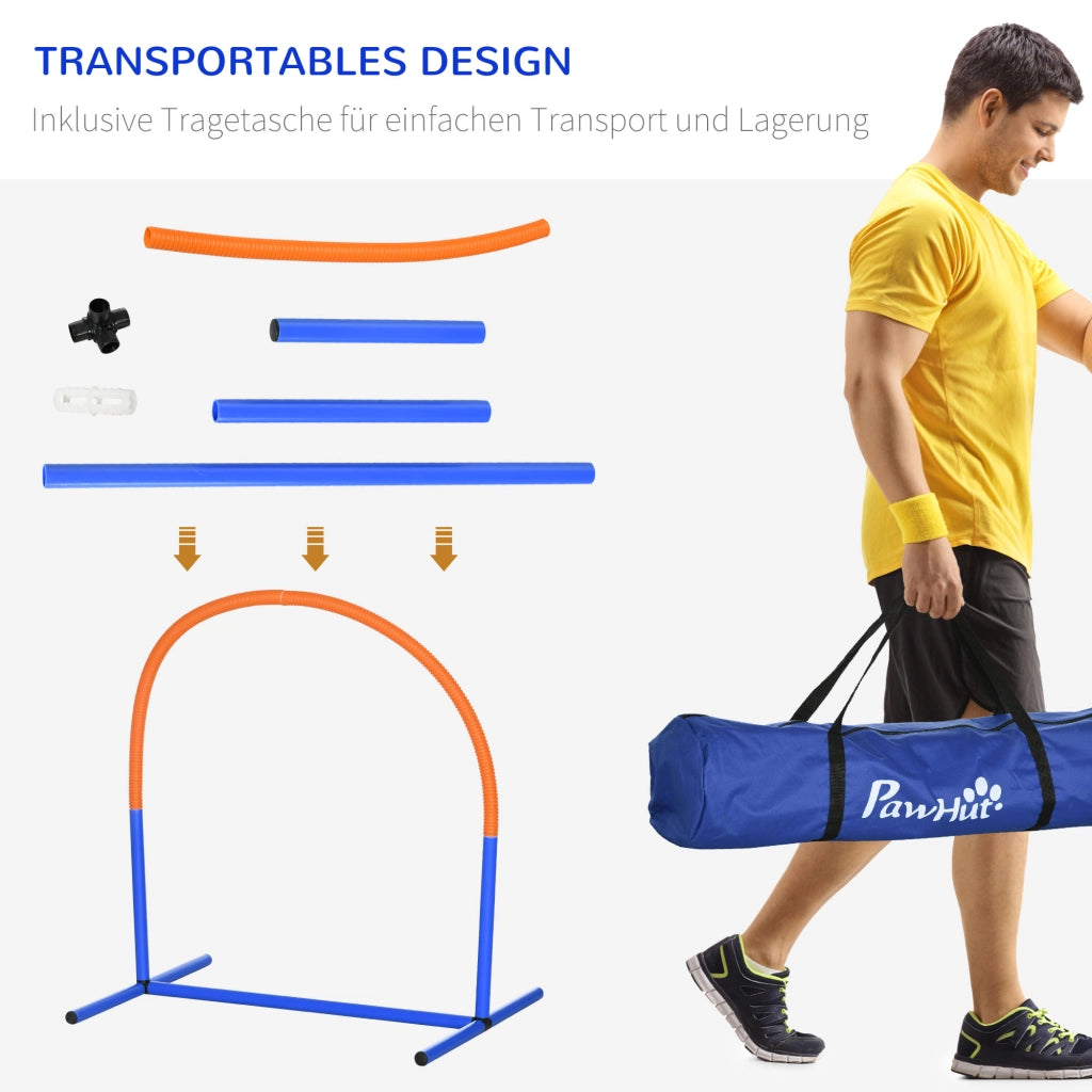 Set per addestramento all'agilit¨¤ per cani, 4 pezzi con borsa per il trasporto, blu e arancione, 88 x 64 x 95 cm, per un addestramento efficace e
