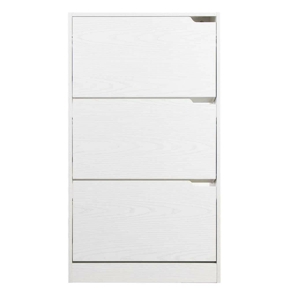 Scarpiera 3 Ante Ripiani Doppia Profondita Legno MDF 63x24x115 Bianco Frassinato