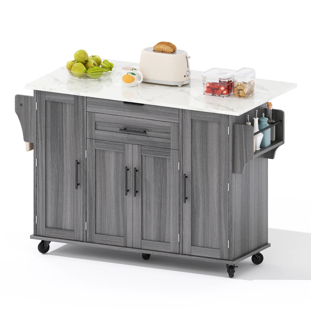 Mobile cucina con piano allungabile 136x70x92 cm; grigio in MDF