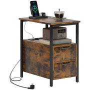 Tavolino da soggiorno con stazione di ricarica, USB, cassetti e ripiano ¨C Zephmum ¨C Grigio 50x50x50
