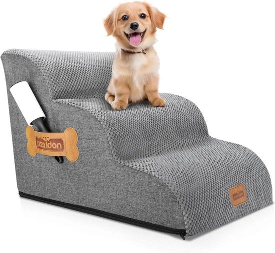 Scale per Cani a 3 Gradini con Rotolatore di Polvere e Scala per Piccoli Cani e Gatti per Letto