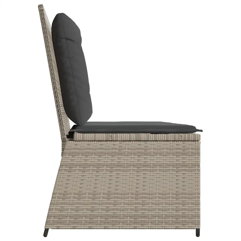 Panca Reclinabile Giardino con Cuscini-Sgabello-Sedia da esterno Grigio Chiaro Polyrattan 881604
