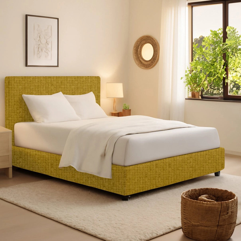 Rugby, Letto Singolo Sfoderabile Made in Italy, Giallo Ocra