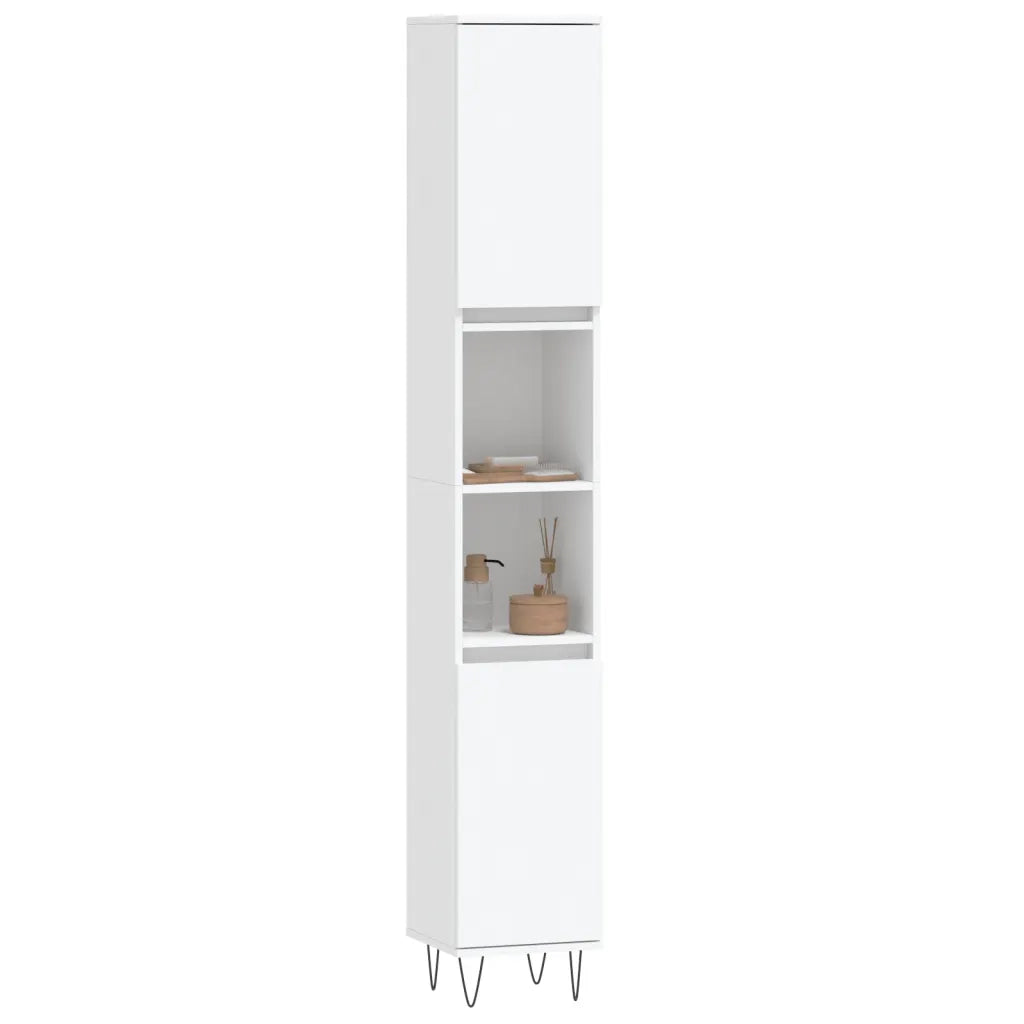 Armadietto da Bagno Bianco 30x30x190 cm in Legno Multistrato 831532