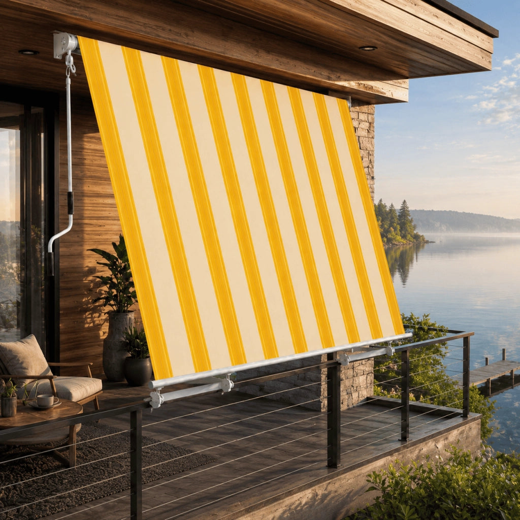 Telo Di Ricambio Per Tenda Da Balcone Con Protezione Solare E Privacy In Poliestere 280 G Mq Adatto A Veranda Terrazza E Spazi Esterni Resistente Alle Intemperie 295 X 250 Cm Giallo E Beige