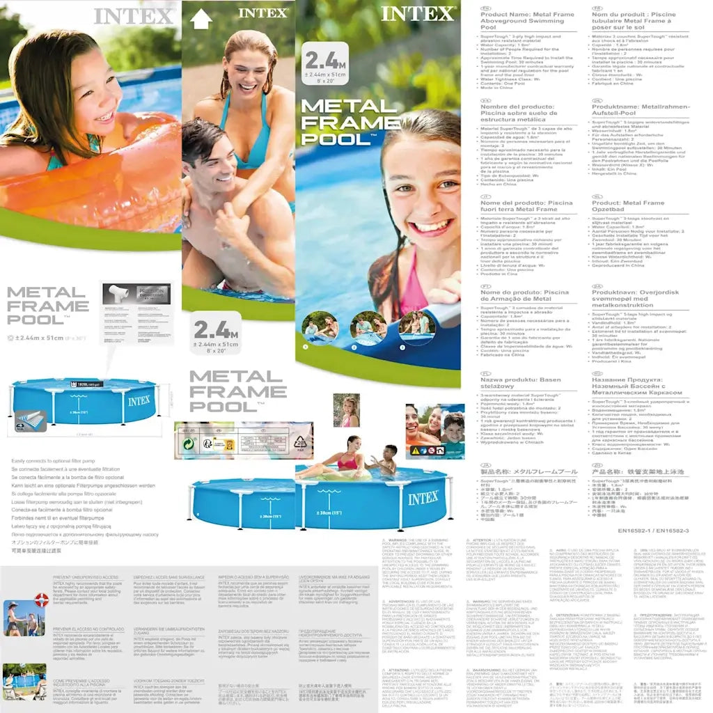 INTEX Piscina con Telaio in Metallo Metal Frame 244x51 cm 3202884