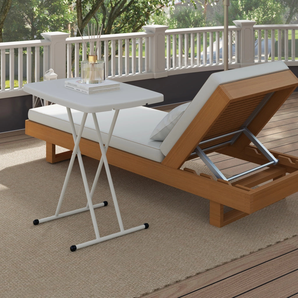 Tavolo da giardino ¨C zephmum ¨C Bianco, metallo e plastica, 60x60x70 cm