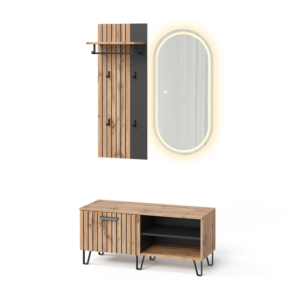 Vicco Armadio da ingresso Quercia Wotan 100 x 100 cm 3 parti