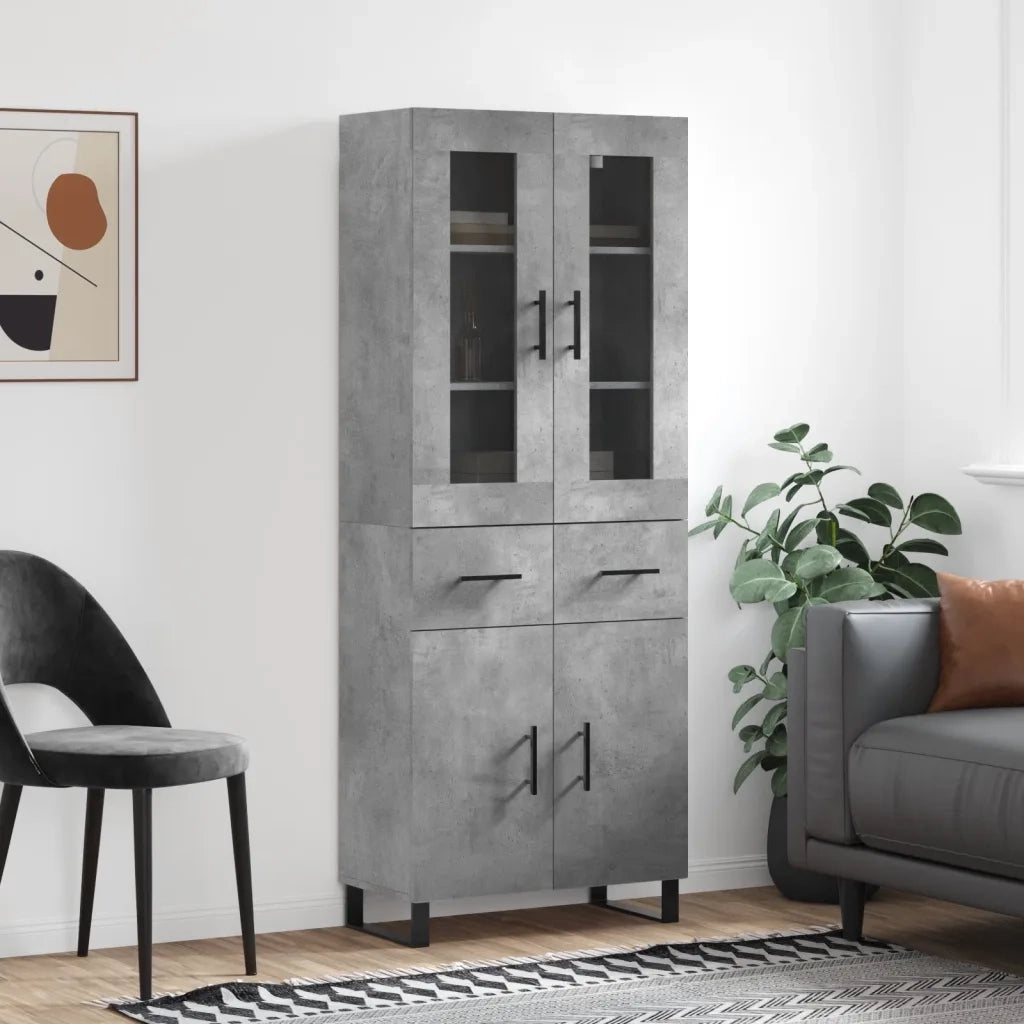 Credenza | Madia | Buffet da pranzo | Armadio da pranzo Grigio Cemento 69,5x34x180 cm in Legno Multistrato