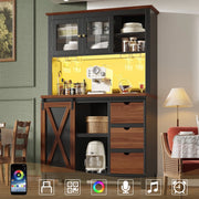 Credenza con LED e Cassetti ¨C Xylo ¨C Nero, Ante Scorrevoli