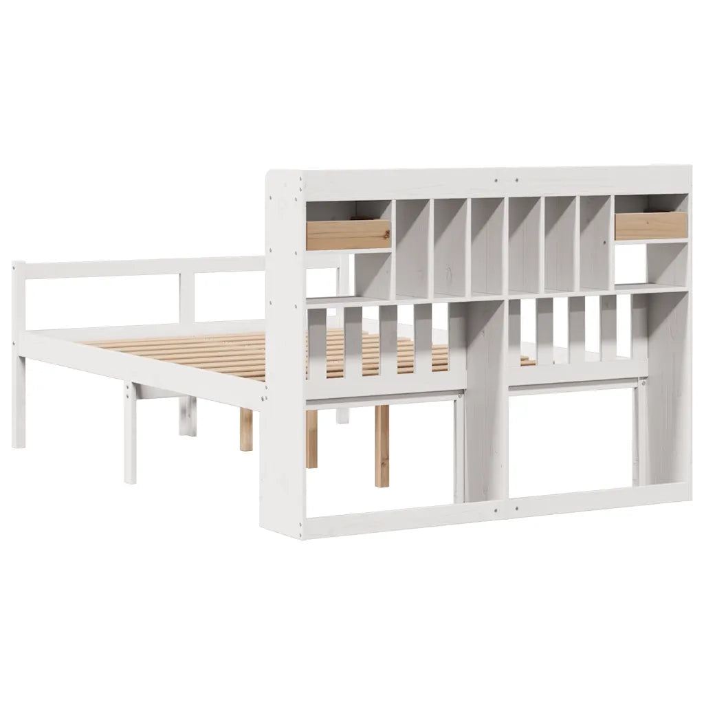 Letto Libreria senza Materasso Bianco 160x200 cm Legno di Pino 3322060