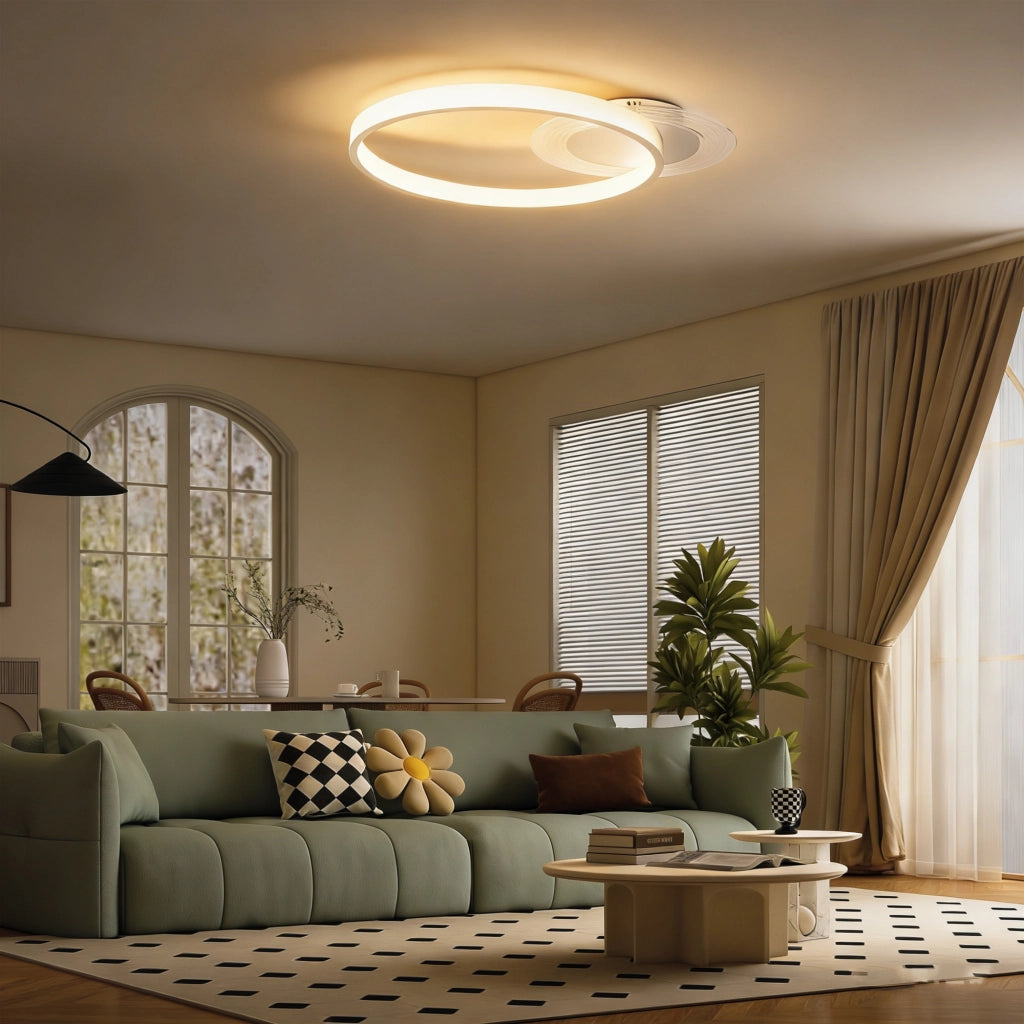 Lampada da soffitto a due anelli ¨C Minimal ¨C Bianco 50x40x7.4 cm