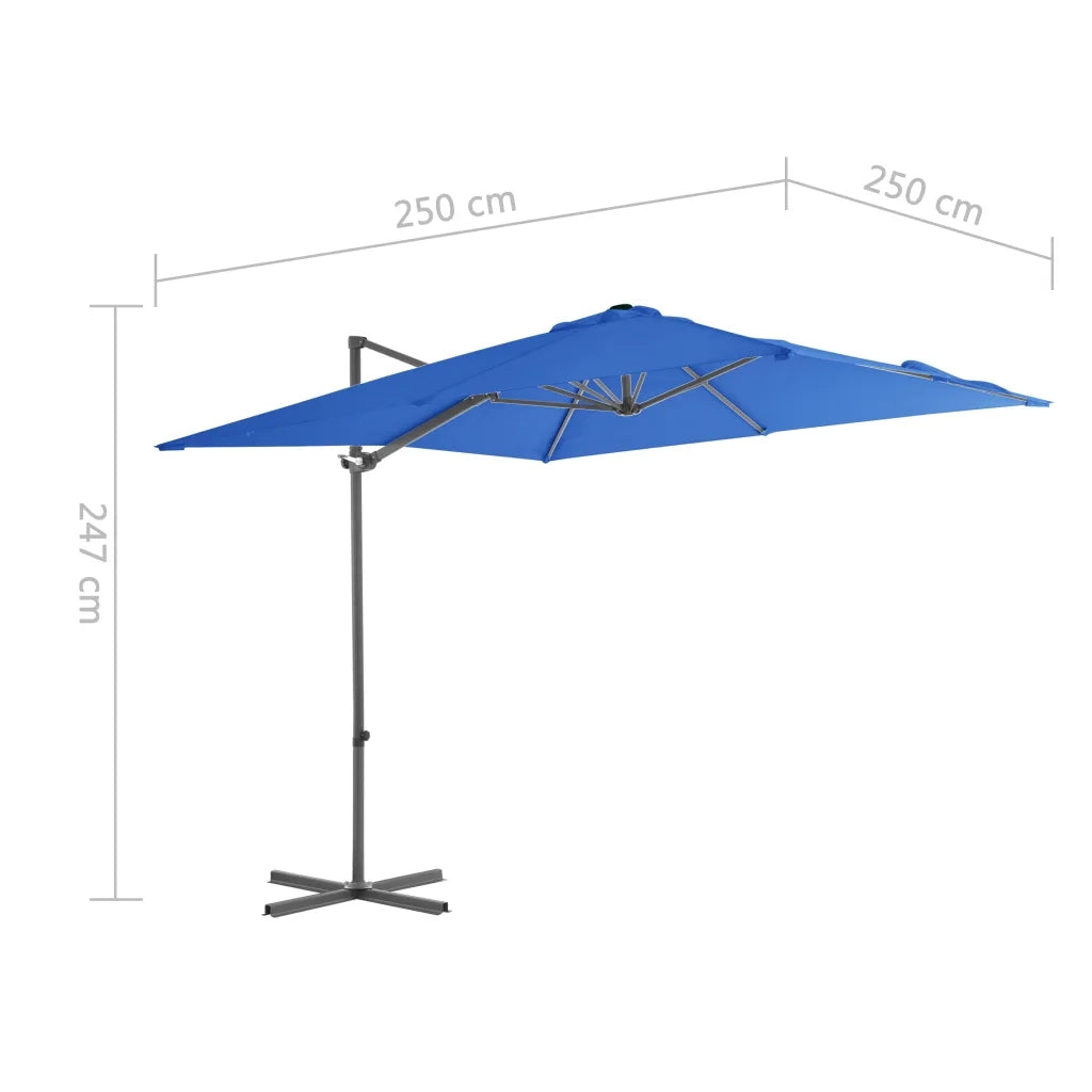 Ombrellone a Sbalzo con Palo in Acciaio 250x250 cm Azzurro 46991