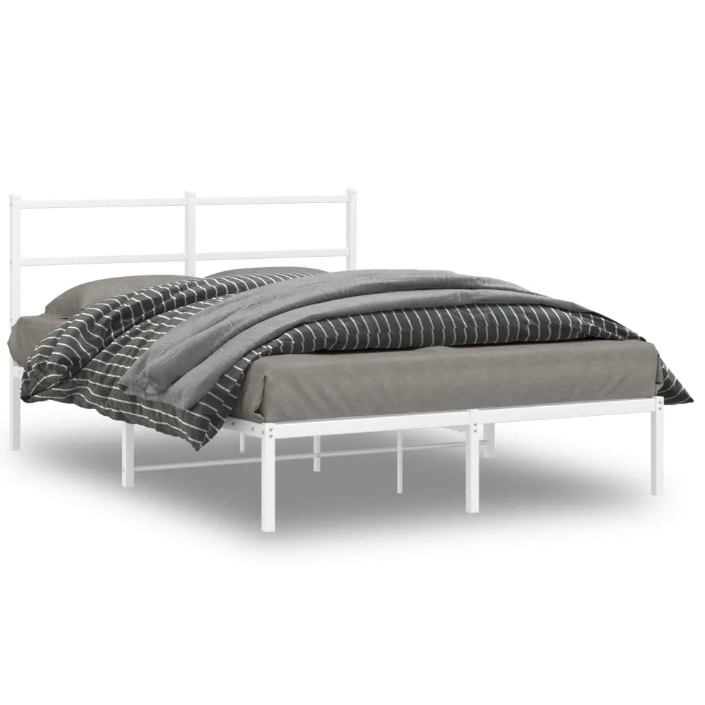 Giroletto con Testiera-Struttura Letto con testiera Metallo Bianco 135x190 cm 137090