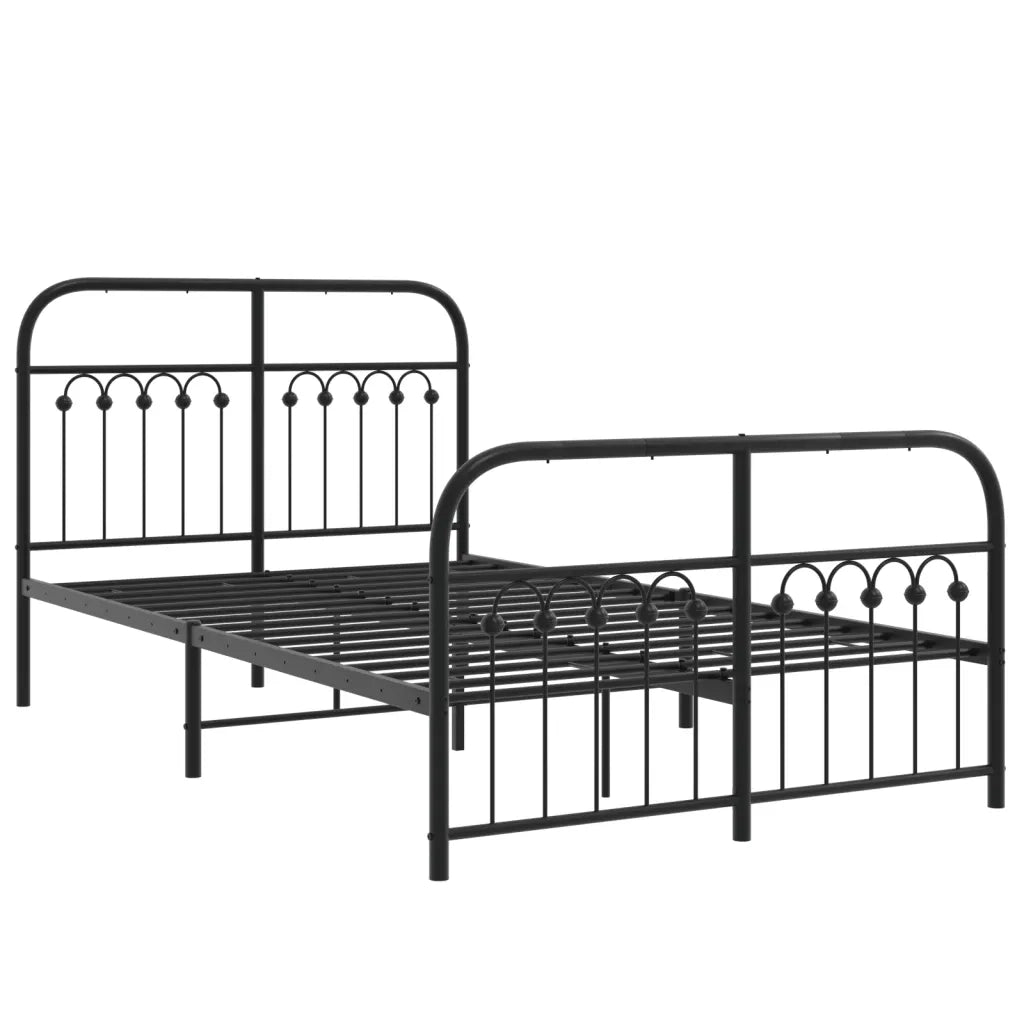 Giroletto con Testiera e Pediera Metallo Nero 120x190 cm 376615