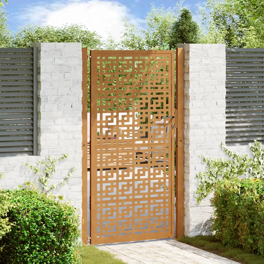 Cancello da giardino 100x200 cm in acciaio corten con design a croce 4101008
