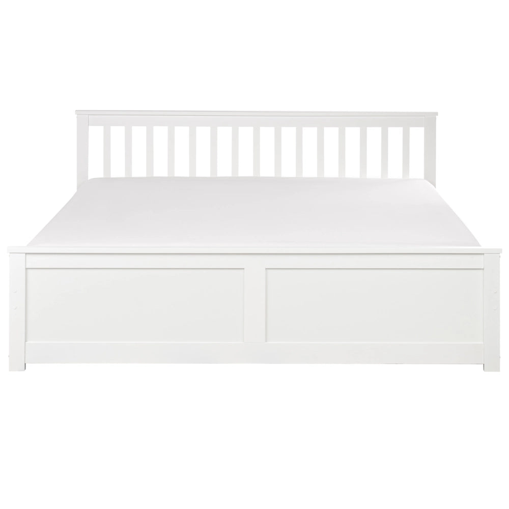 Letto in legno di pino bianco Dimensioni singole 90 x 200 Testiera a doghe minimalista