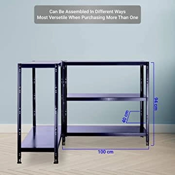 SCAFFALE IN METALLO BLU ETTORE KIT BULLONI 100 X 40 X H 187 CM 5 RIPIANI