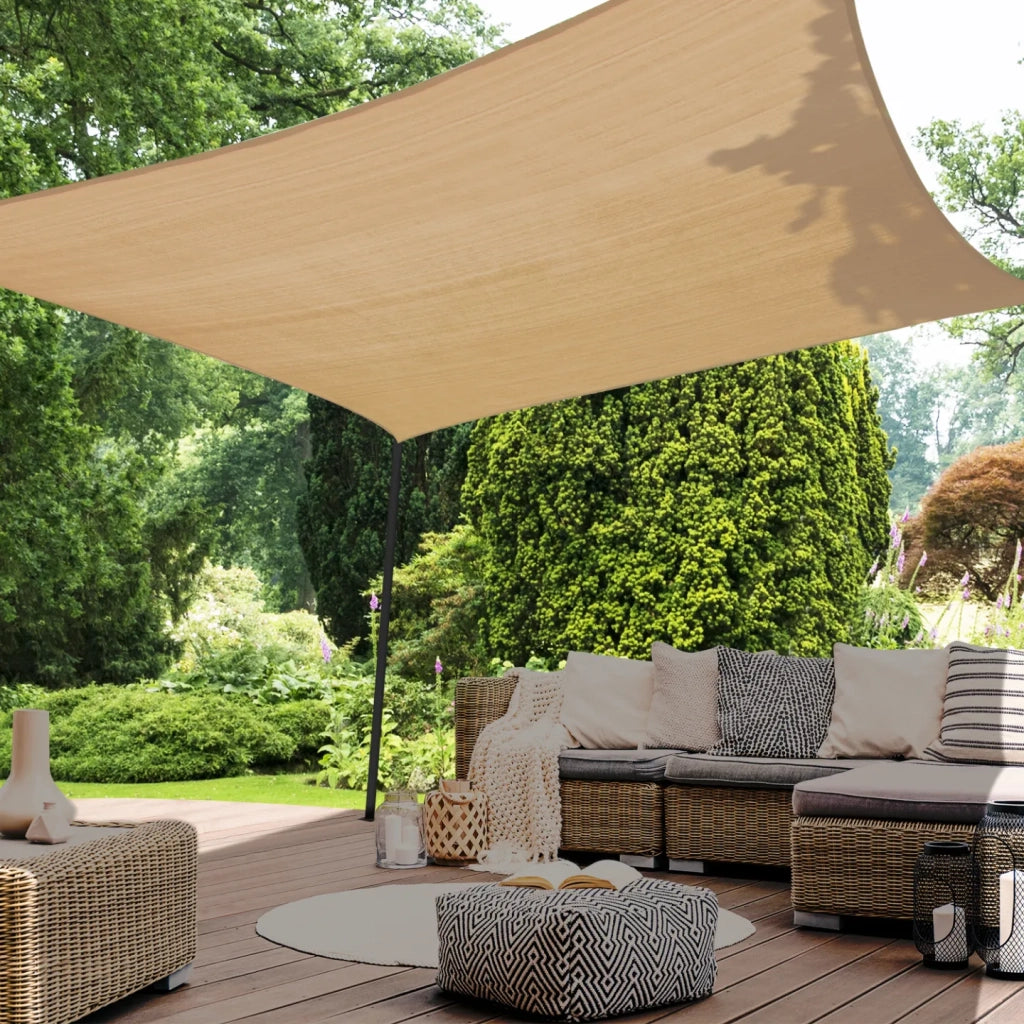 IDMarket - Tenda a vela parasole rettangolare 4x6 M beige sabbia