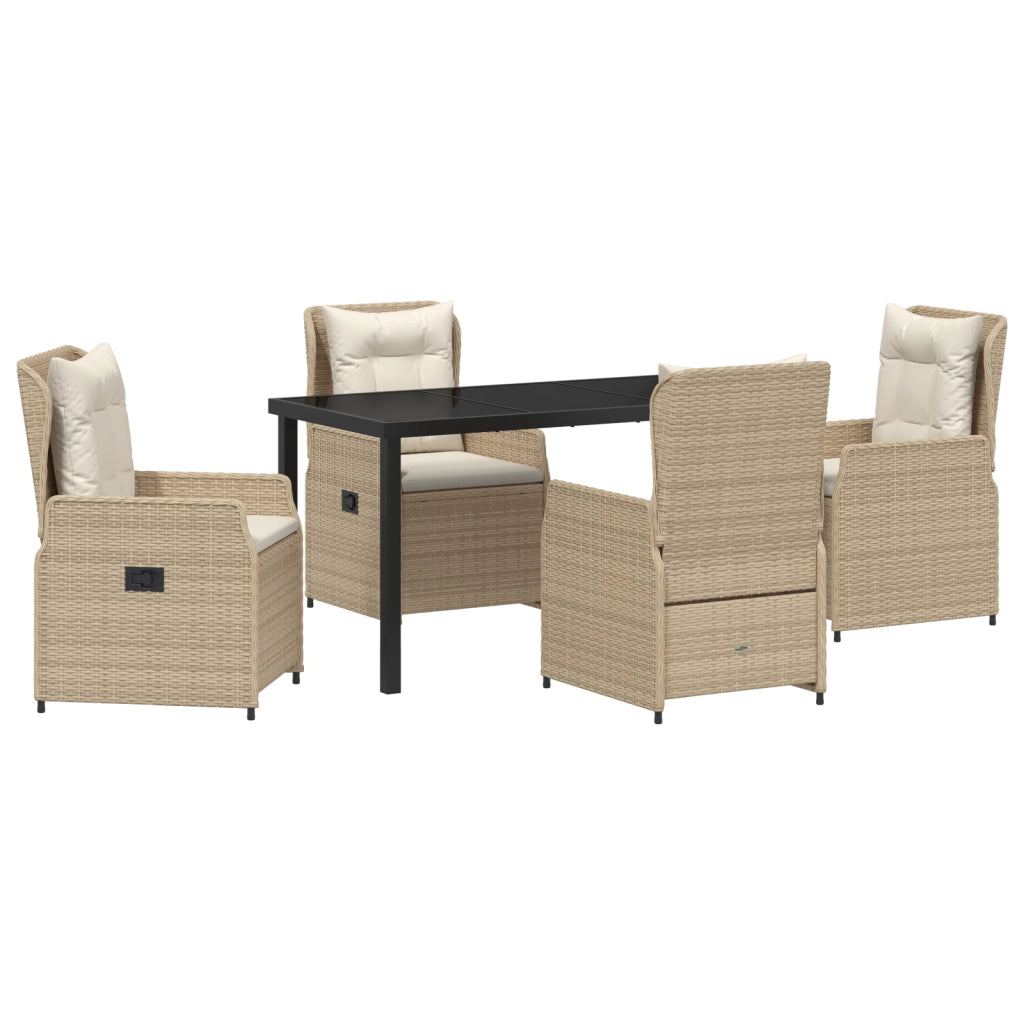 Set da Pranzo da Giardino  da 5 Pezzi Beige Polyrattan