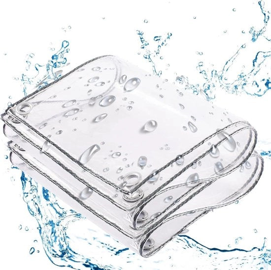 Telaio trasparente con anello di fissaggio - 03 mm PVC - impermeabile - resistente all'acqua e alla luce - robusto e pieghevole - per arredamento esterno e piante - 450 g/m²