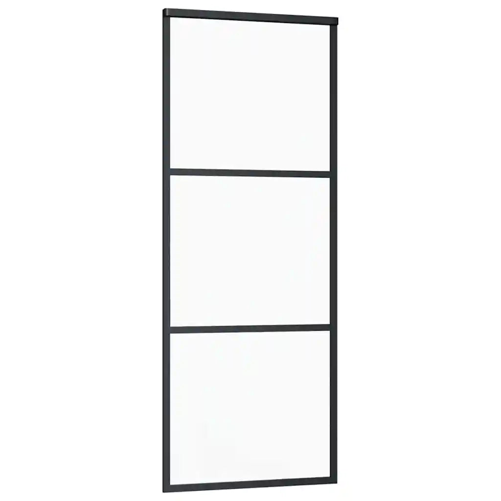 Porta Scorrevole con Ferramenta Nera 76x205 cm in Vetro ESG
