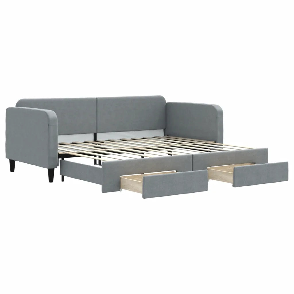 Divano Letto Estraibile Cassetti-Sofa Letto-Daybed Grigio Chiaro 90x200cm Tessuto 895599