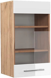 Mobile da cucina in vetro Fame-Line, Bianco lucido, 40 cm, per la combinazione con altri moduli della serie Fame-Line