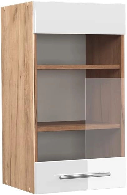 Mobile da cucina in vetro Fame-Line, Bianco lucido, 40 cm, per la combinazione con altri moduli della serie Fame-Line