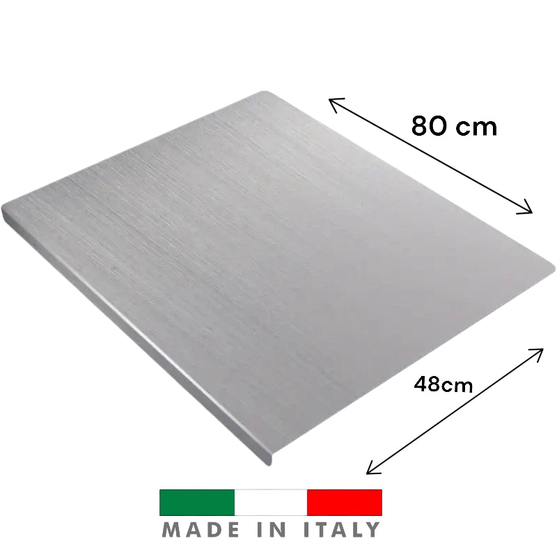 Spianatoia Tagliere in Acciaio Inox 304 per Impastare, con Tappeto Antiscivolo Omaggio 80x48 cm