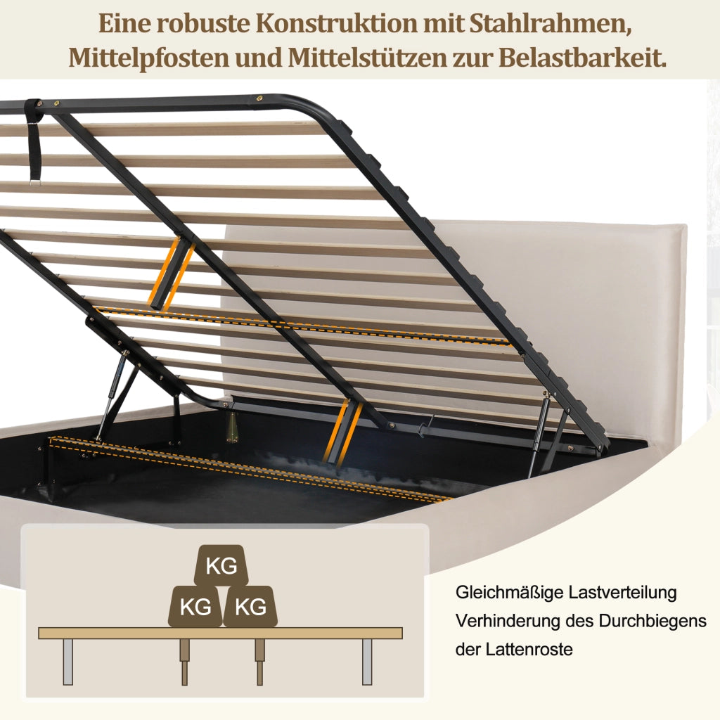 letto imbottito velluto crema 194 x 218 cm