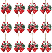 Decorazioni per Natale a 12 pezzi - Campanello metallico a battito - Ornamenti con baccelli di mirto - Decorazione appesa - Fioriere per Natale - Corda di appoggio robusta - Decorazione per Natale