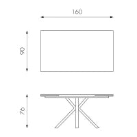 E-STYLO Tavolo allungabile con top in ceramica marmo grigio grafite e vetro temperato, gambe in metallo verniciato antracite, 90cm X 160 / 240cm H. 76cm.
