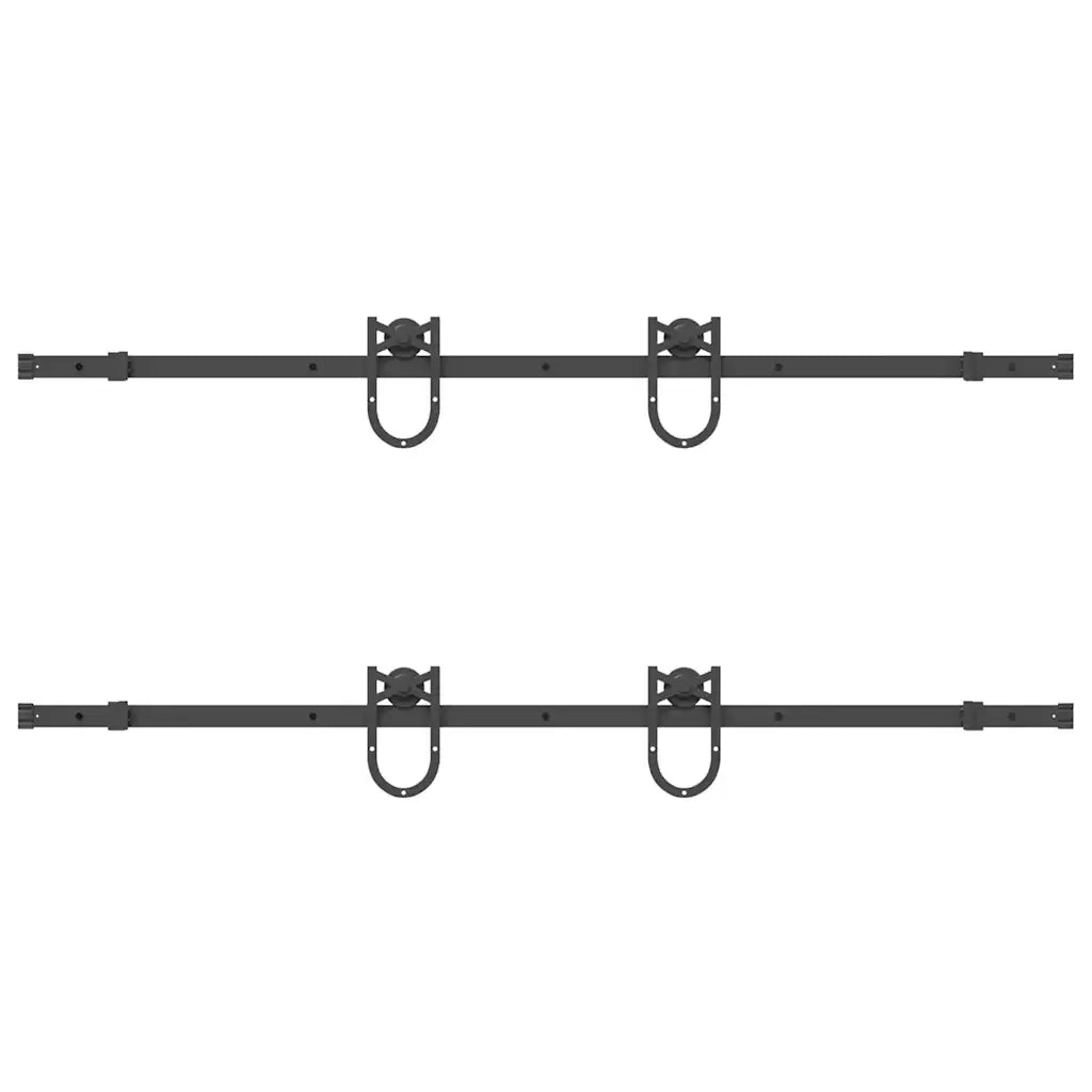 Kit di Binari per Porte Scorrevoli 366 cm Acciaio Nero