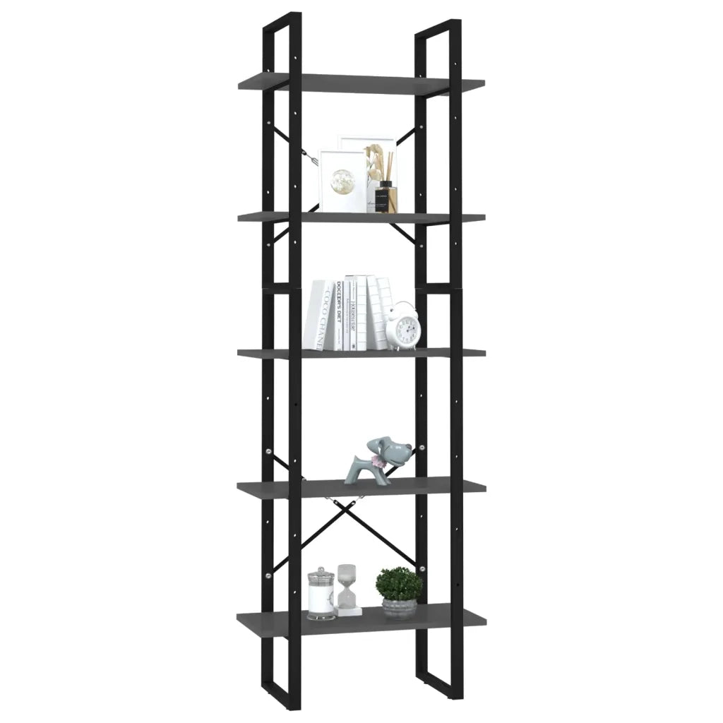 Libreria a 5 Ripiani Grigia 60x30x175 cm in Legno Multistrato 3081980