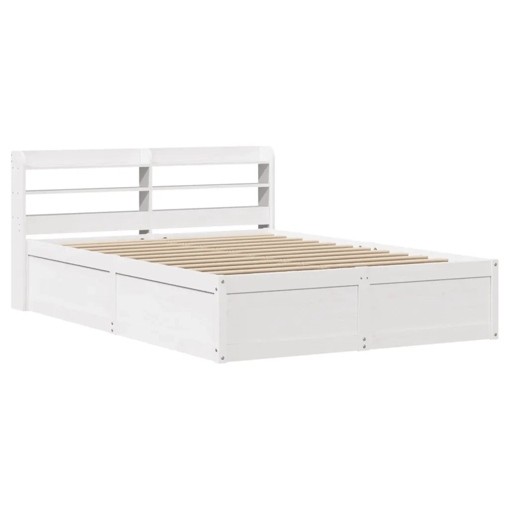 Giroletto con Testiera-Struttura Letto con testiera Bianco 160x200 cm Legno Massello di Pino 899941