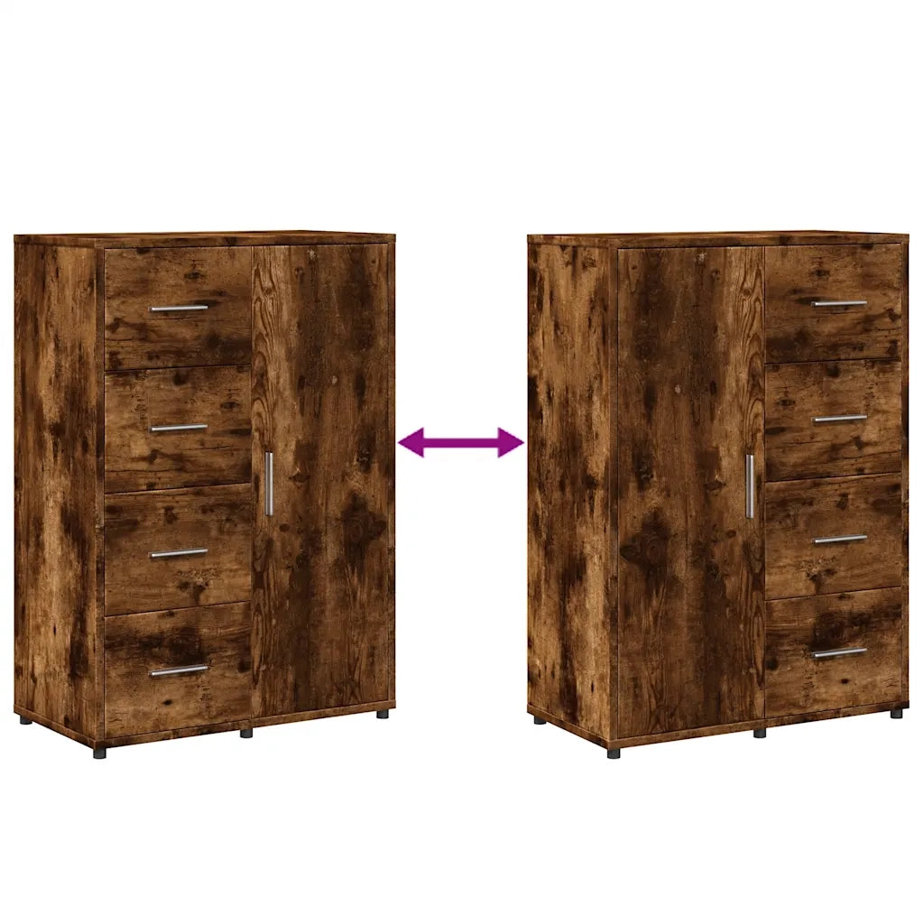 Credenze 2 pz | Madia | Buffet da pranzo | Armadio da pranzo Rovere Fumo 60x31x84 cm in Legno Multistrato