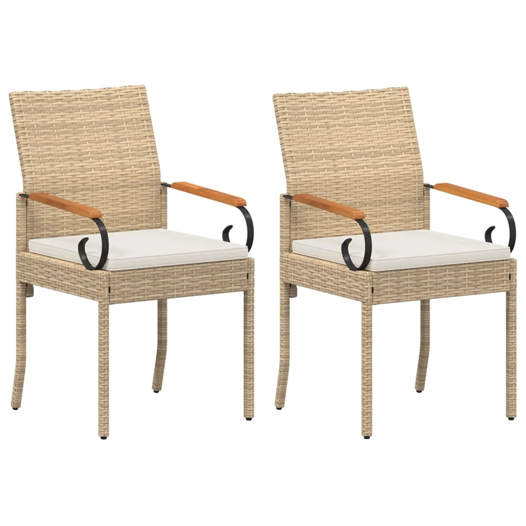 Sedie da giardino con cuscino 2 pcs Beige e Bianco Crema